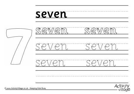 Seven handwriting worksheet 
