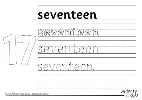 Seventeen handwriting worksheet 
