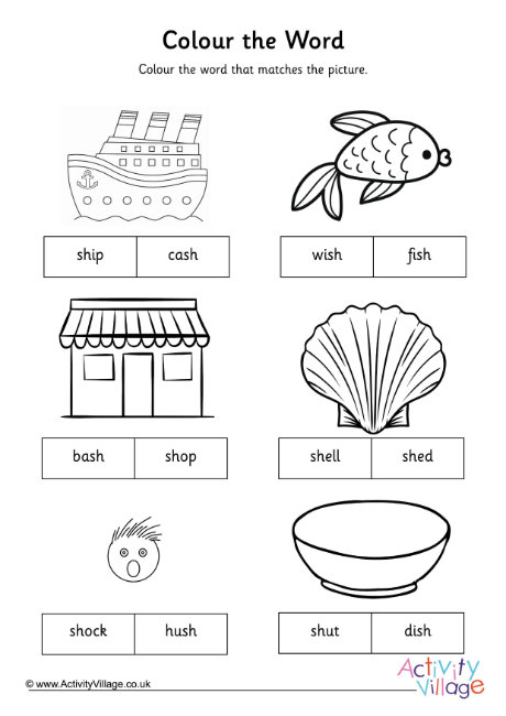 Sh Digraph Colour The Word