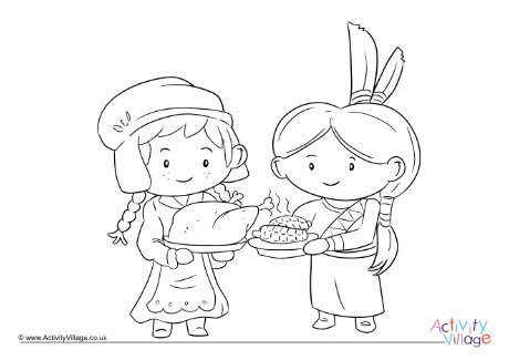 Sharing Food Thanksgiving Colouring Page