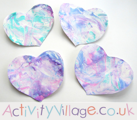 Shaving Foam Marbled Hearts