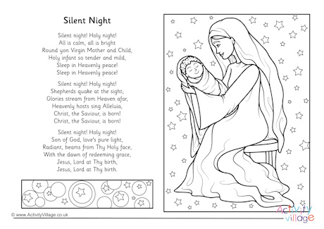 Silent Night Christmas Carol Colouring Page Silent Night Christmas Carol Colouring Page