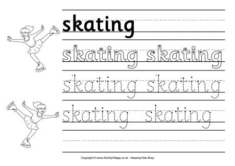 Skating handwriting worksheet
