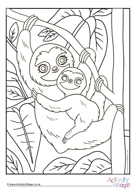 Sloth colouring page 1