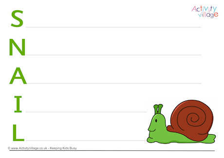 Snail Acrostic Poem Printable