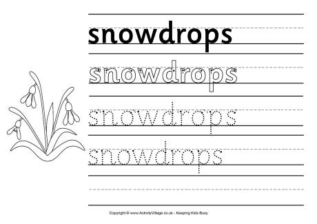 Snowdrops handwriting worksheet