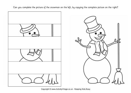 Free For Kids Complete The Snowman Drawing Page Updated