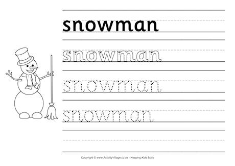 Snowman handwriting worksheet
