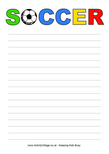 Soccer writing paper 