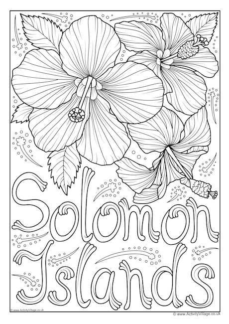Solomon Islands national flower colouring page