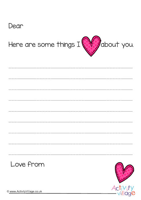 Some things I love about you printable