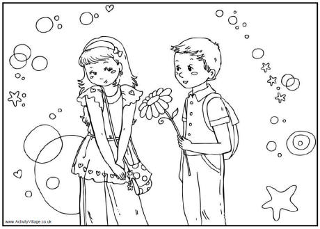 Someone special Valentine colouring page