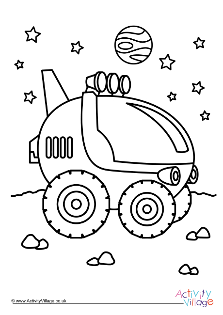 Space buggy colouring page