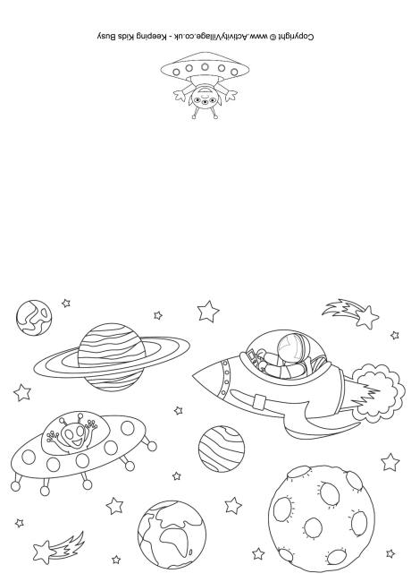 Space colouring card Space colouring card