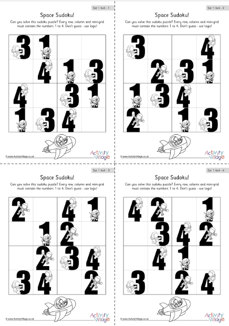 Space sudoku set 1 4x4