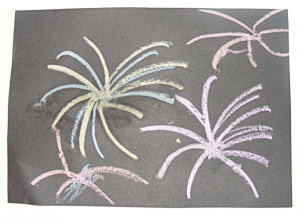 Sparkly chalk fireworks picture