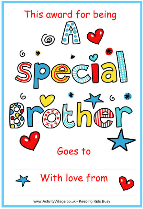 A special brother certificate