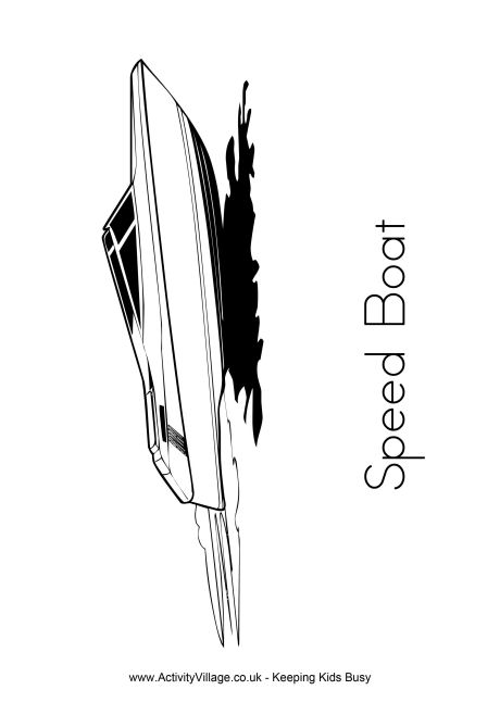 Speed boat colouring page