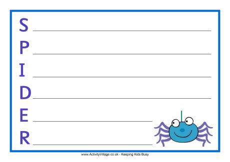 Spider acrostic poem printable