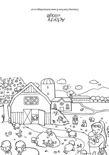 Spring Lambs Colouring Card