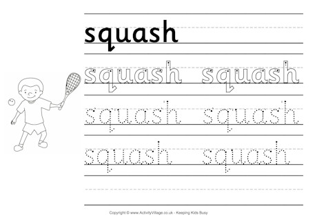 Squash handwriting worksheet