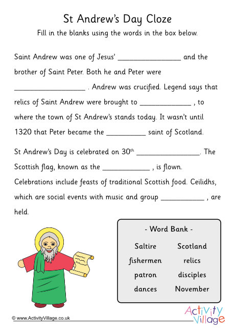 St Andrew's Day cloze