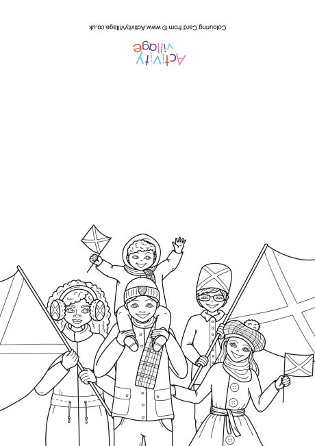 St Andrew's Day colouring card
