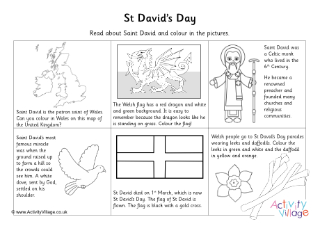 St David's Day read and colour