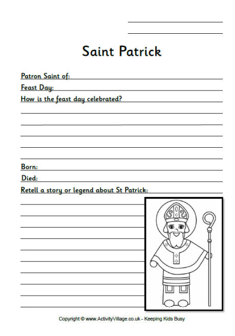 Saint Patrick Worksheets