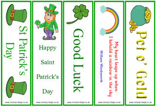 St Patrick's Day bookmarks