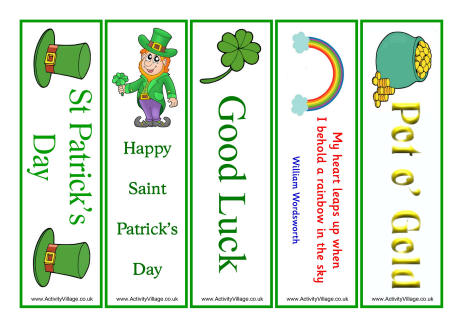 St Patrick's Day bookmarks