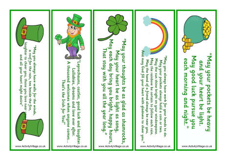 St Patrick's Day bookmarks - blessing