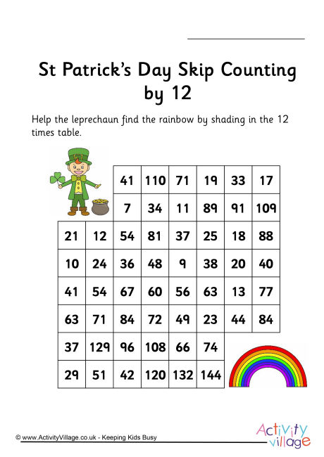 St Patrick's Day stepping stones - skip counting by 12