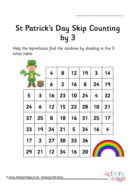 St Patrick's Day stepping stones - skip counting by 3