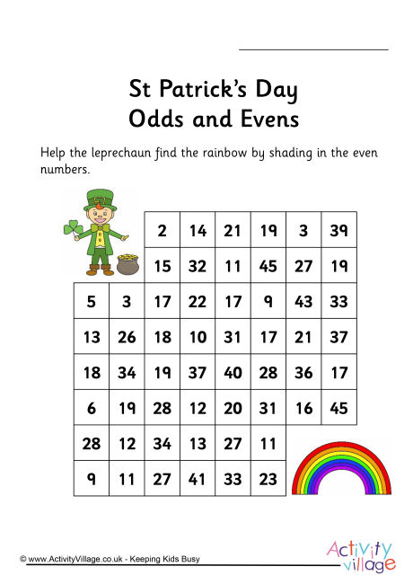 St Patrick's Day stepping stones - odds and evens