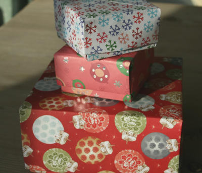 Stack of origami gift boxes