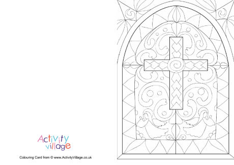 Stained glass window colouring card