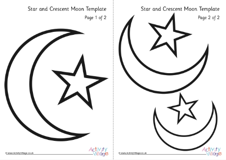 Star and crescent moon template