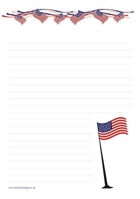 Stars and stripes writing paper