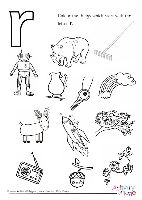 Start With The Letter R Colouring Page