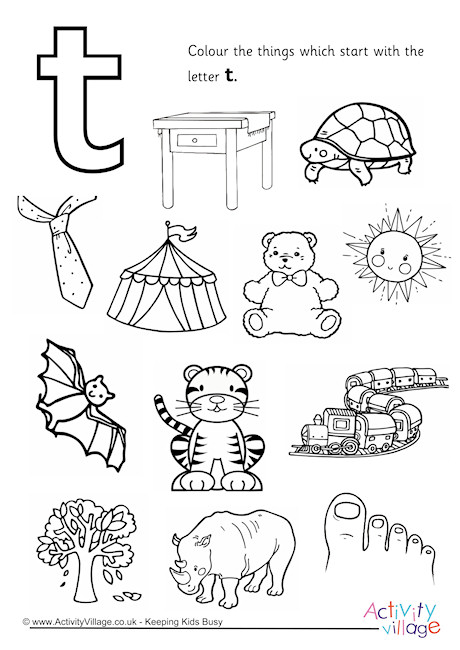 Letter T Colouring Pages