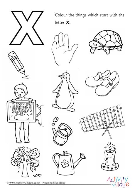 Start With The Letter X Colouring Page