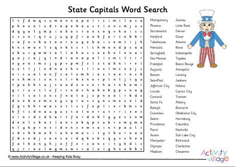 State Capitals Word Search