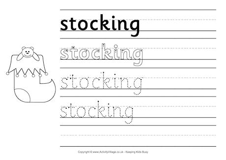Stocking handwriting worksheet