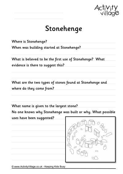 Stonehenge worksheet