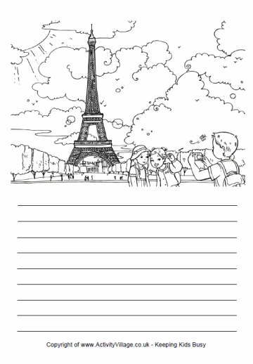 eiffel paris tower paper story france coloring french crafts activityvillage printable printables europe activity children writing around landmarks postcards village