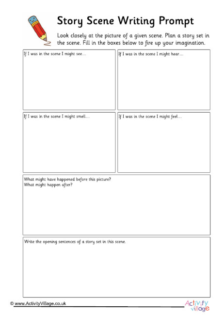 Story Scene Writing Prompt Worksheet Story Scene Writing Prompt Worksheet