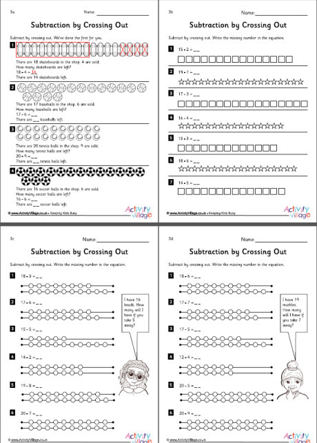 Subtraction by crossing out worksheet set 3