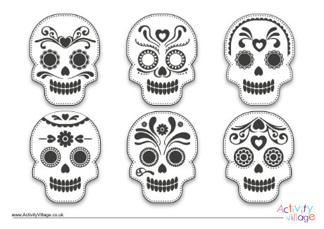 Sugar skulls colouring page