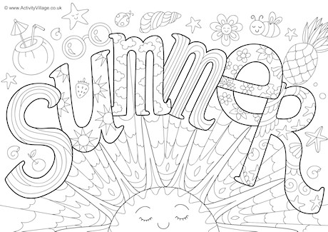 summer doodle colouring page
